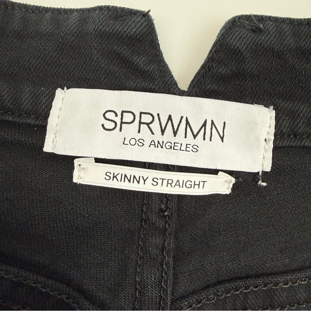 SPRWMN Stevie Skinny Straight Leg Denim Jeans Black - Picture 13 of 14